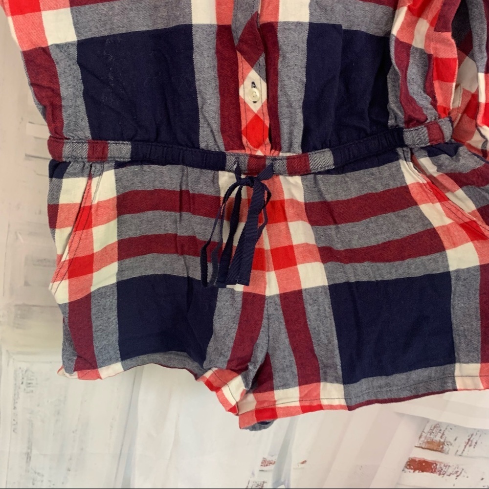 Aerie Plaid Flannel Sleepwear Romper - Picture 4 of 6
